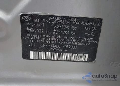 2012 Hyundai Elantra Gls/Limited из США, поврежденный, VIN 5NPDH4AE0CH062002